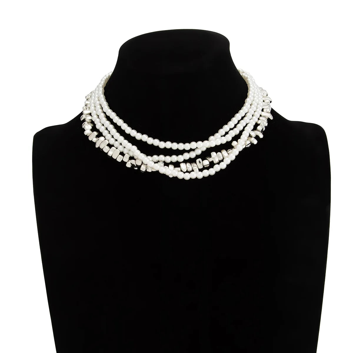 Collier Multicouche Frange Chaîne | Perle Imitation Vintage | Pendentif Choker | Bijou Mariage Femme