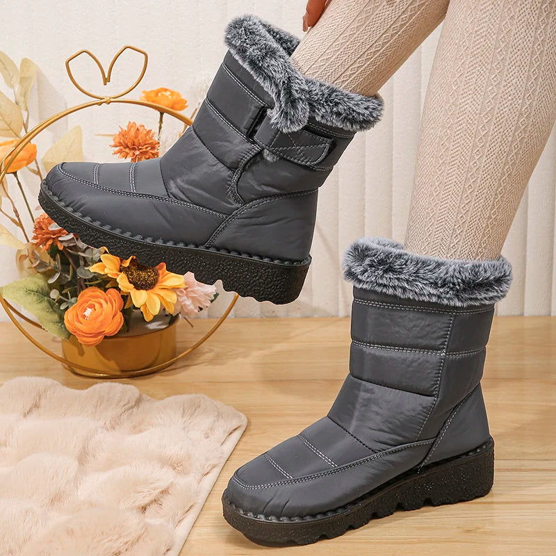 Bottes de Neige Femme 2026 | Fausse Fourrure Peluche | Cheville | Antidérapantes | Grande Taille