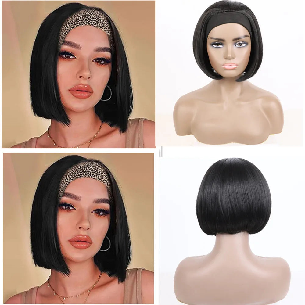 Perruque Headband Tresses Africaines Synthétique | 3 Brins | Queue de Cheval | Couvre-Cheveux | Fibre | Femme