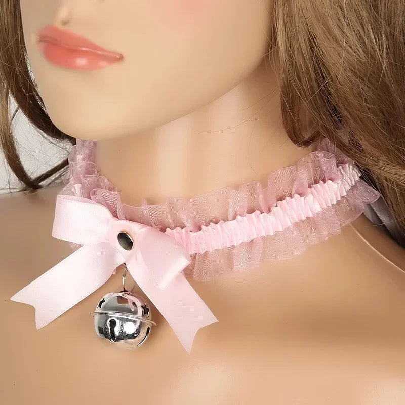 Collier Ras-du-Cou Dentelle Esthétique | Nœud Papillon Cloche | Femme | Collier Gothique Simple Sexy | Pendentif Mode