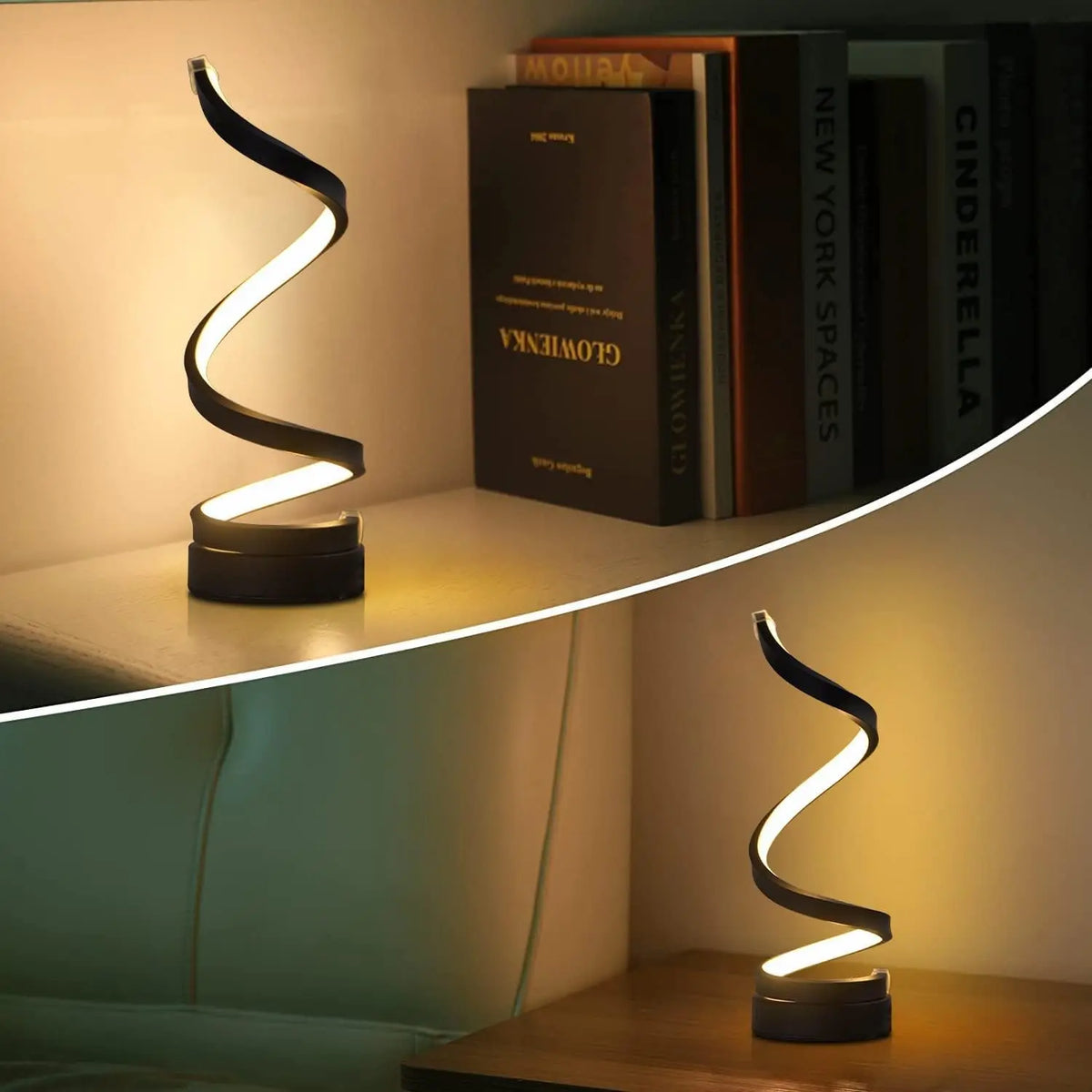 Lampe de Table Spirale LED Moderne Dimmable | Petite Lampe de Chevet | Salon, Chambre & Bureau