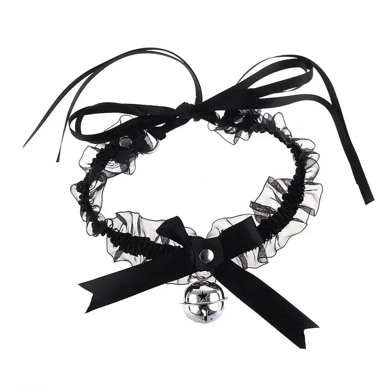 Collier Ras-du-Cou Dentelle Esthétique | Nœud Papillon Cloche | Femme | Collier Gothique Simple Sexy | Pendentif Mode