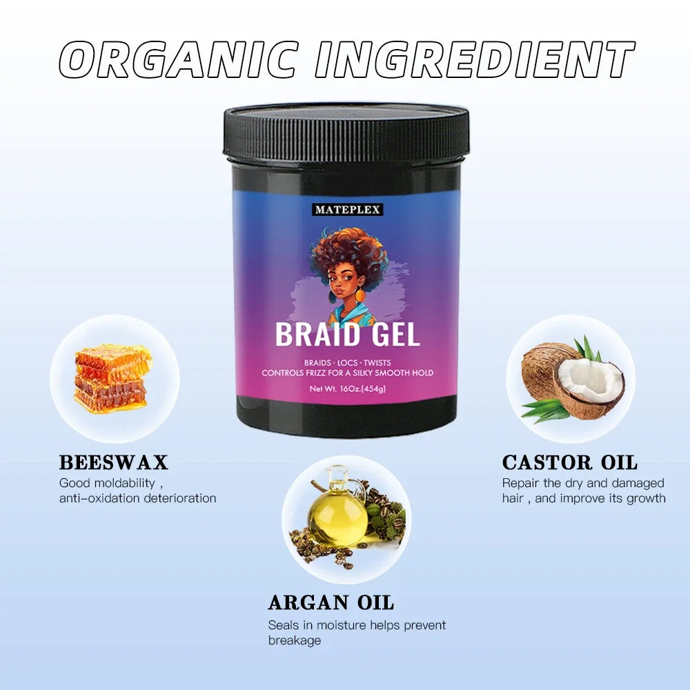 Braid Gel for Perfectly Styled Braids Twists Long Lasting Hair Braiding Gel Styling Control Smooth Non-Flaking Twist Styling Wax