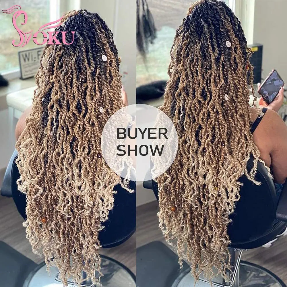 Tresses Crochet Senegalese Twist Bouclées | Brun Ombre Synthétique | Water Wave | Afro Femme | Passion & Majesty Twist