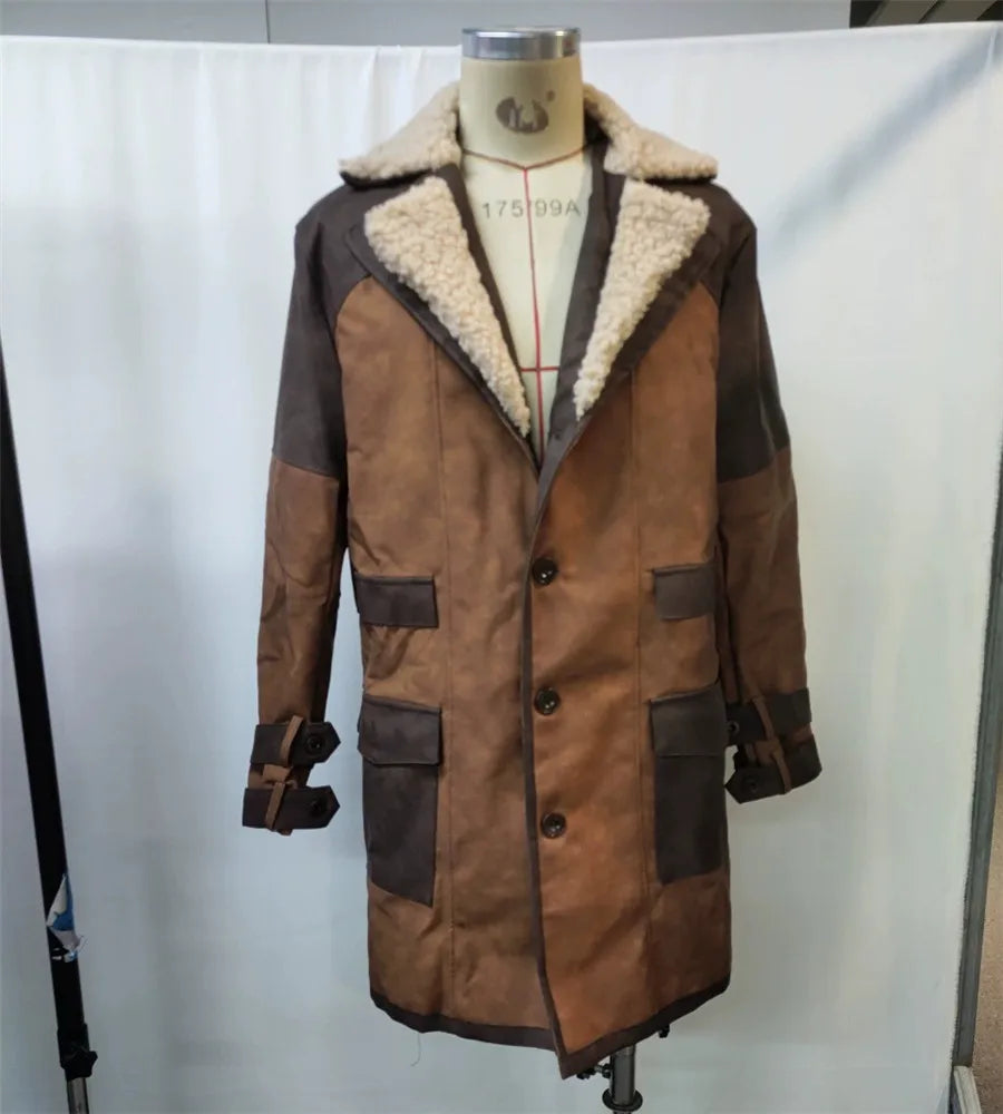 Veste rétro épaisse en similicuir PU pour homme | Motif contrasté