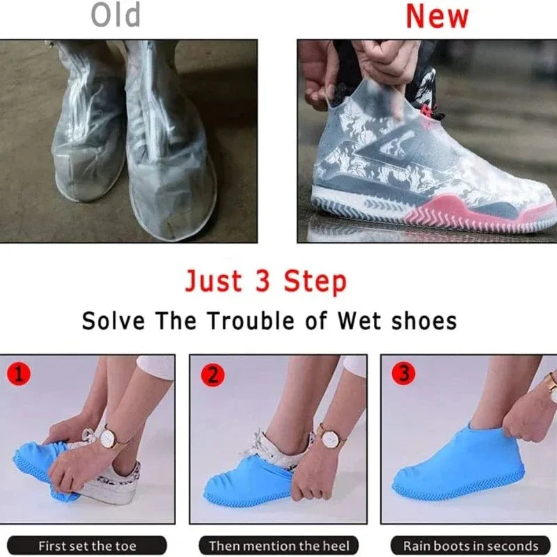 Couvre-Chaussures Pluie Silicone | Imperméable Antidérapant Réutilisable | Adulte & Enfant | Portable