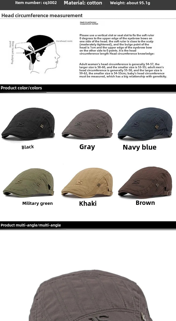 2026 Hat Men's Spring Summer Embroidery Cotton Cap British Vintage Fashion Forward Hat Women's Casual Beret Youth Hat