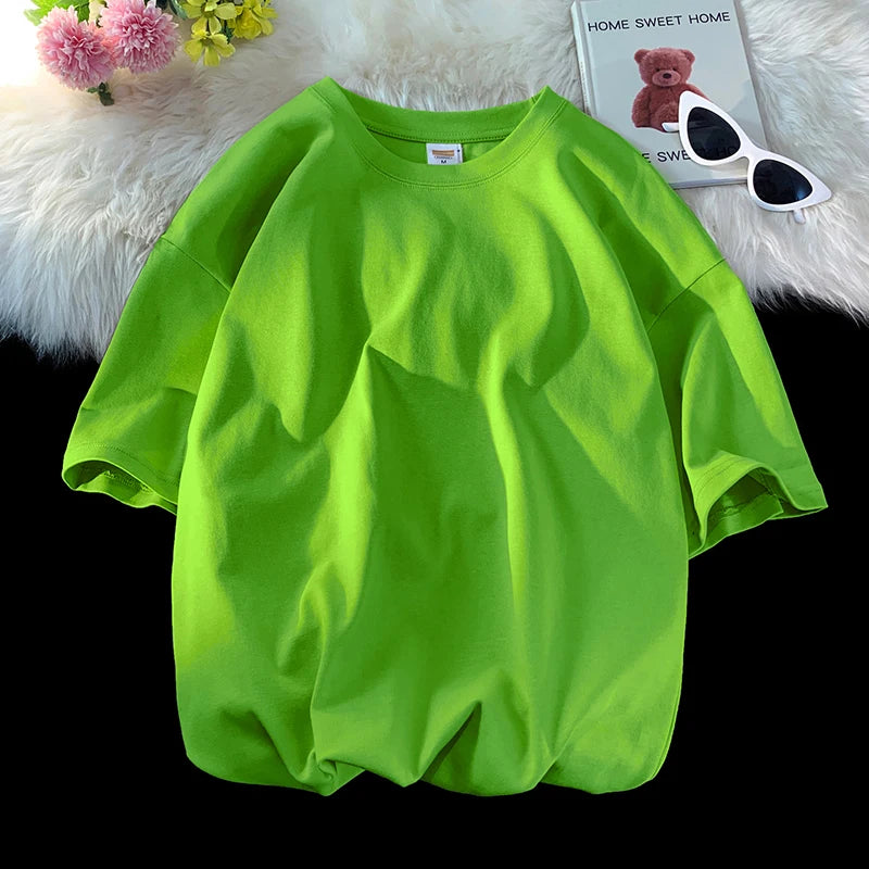 T-shirt ample uni en coton pour homme | Manches courtes | S à 5XL