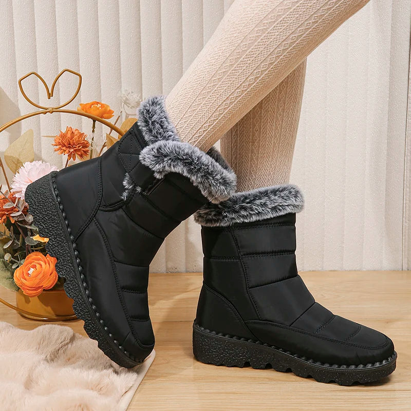 Bottes de Neige Femme 2026 | Fausse Fourrure Peluche | Cheville | Antidérapantes | Grande Taille