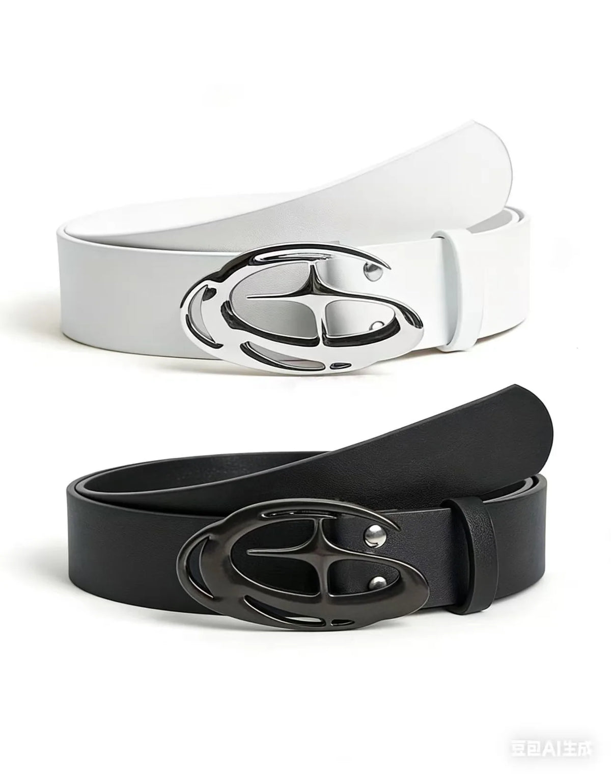 Fashion Women's Two-Piece Belt Set [Black + White] Plus-Size Belt Set, Suitable for Waist Circumference 29.53-37.4 Inches, Decor