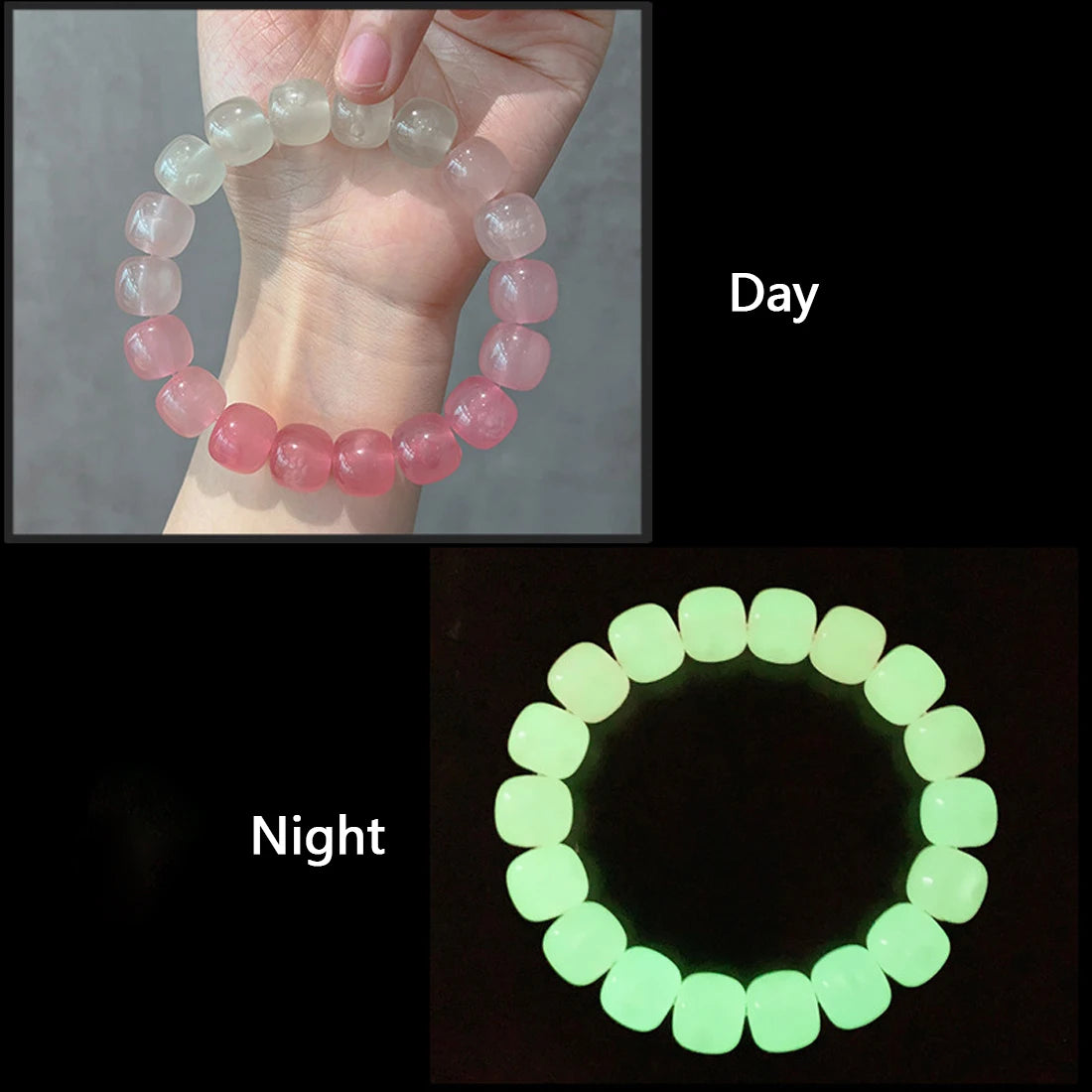 Bracelet Lumineux Pierre Naturelle | Fluorescent Lueur Nuit | Bijou Couple Femme & Homme