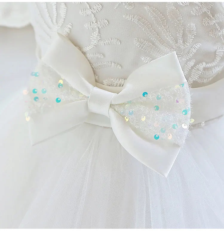 Fashion Bow Girls Party Dresses Cotton Short Sleeve Children Clothing Bridesmaid Dresses Summer Kids Dresses for Girls 1-6 Years