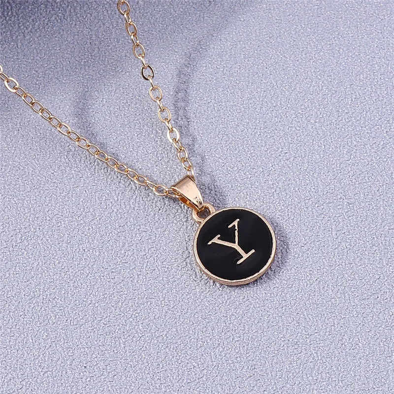 Collier Pendentif Initiales Femme | 26 Lettres A-Z Émail | Bijou Tendance Cadeau Anniversaire Fille