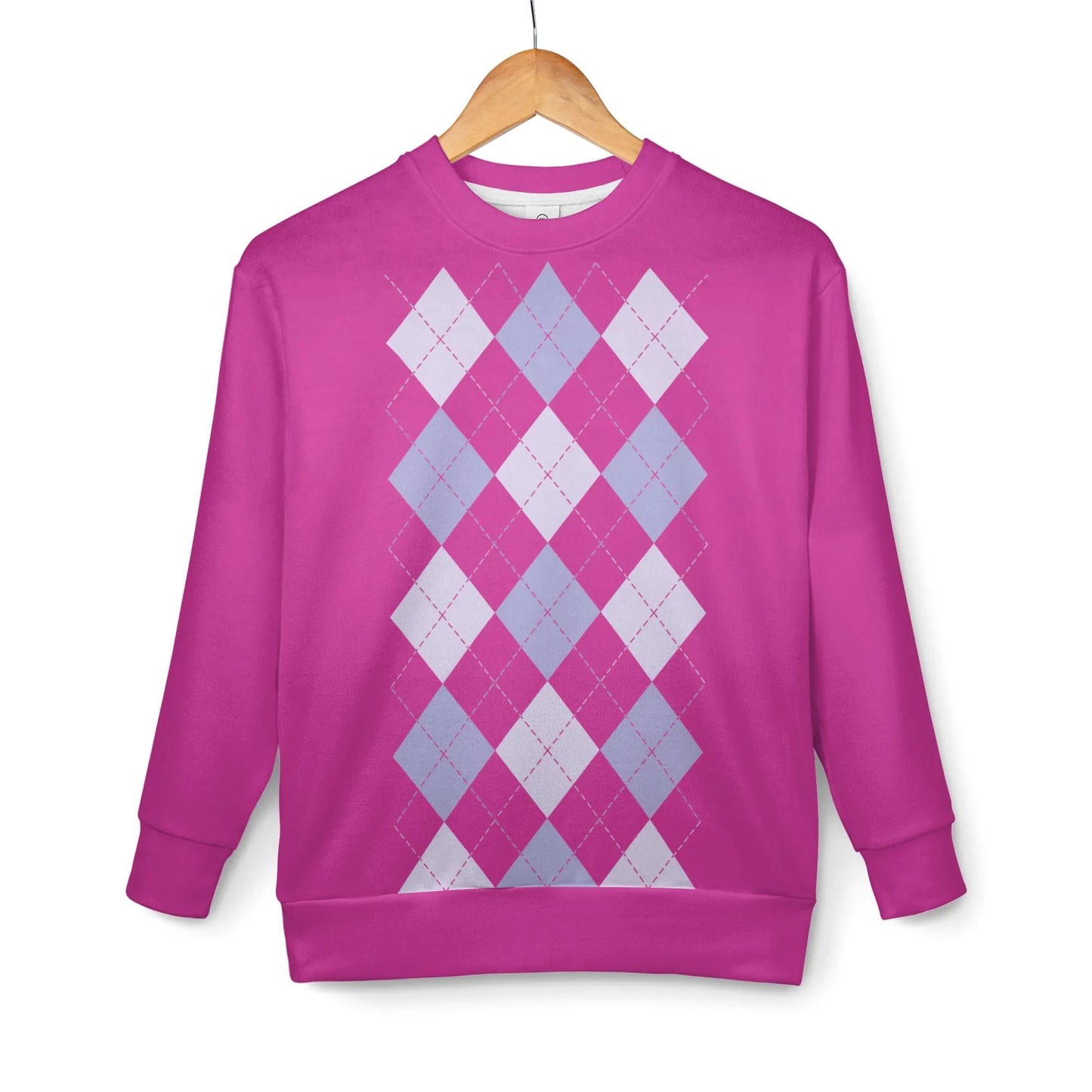 Kids' Fall/Winter Fashion Staple: Pink Diamond Round Neck Hoodie, Blending K-POP and Preppy Style, Versatile and Comfortable