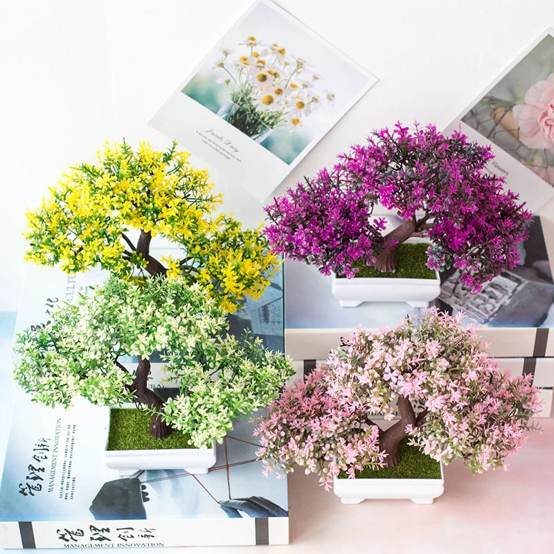 Bonsaï Artificiel Pot | Arbre Faux Fleurs | Décoration Bureau, Salon & Hôtel
