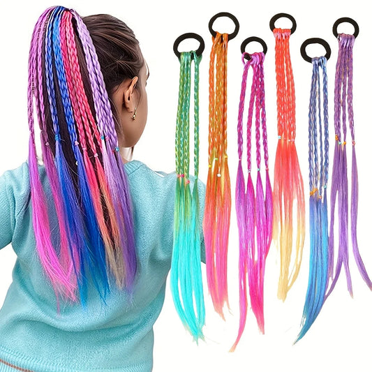 6 Pieces of Multi-Color Bohemian Style Sweet Wig Braid Hair Ties Suitable for Girls