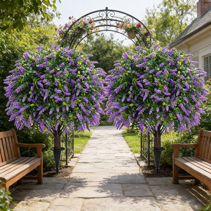Arbre Artificiel Lavande en Pot | Résistant UV | Décoration Jardin, Porche & Extérieur