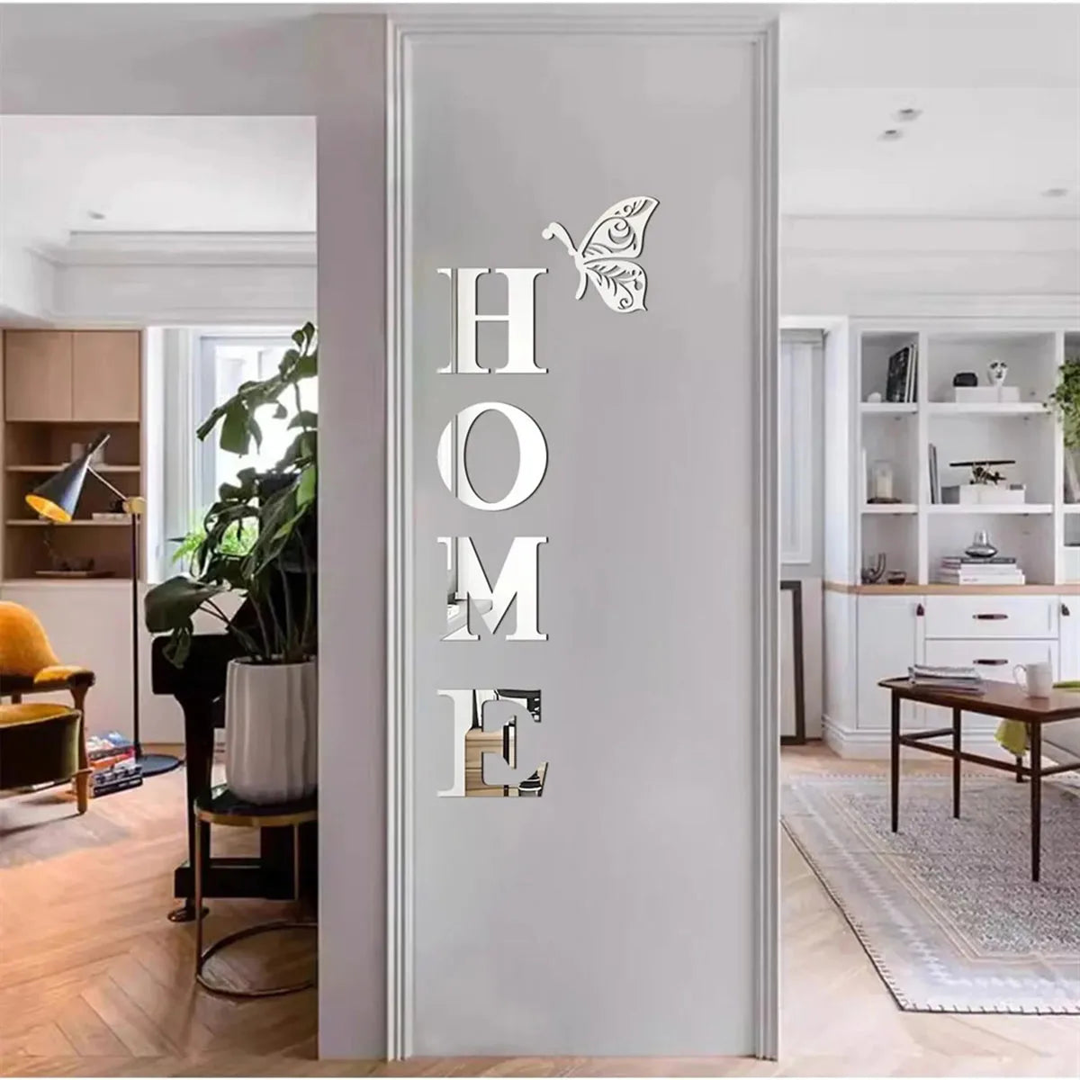 Sticker Miroir 3D Logo HOME | Décoration Entrée & Maison | Autocollant Mural Design