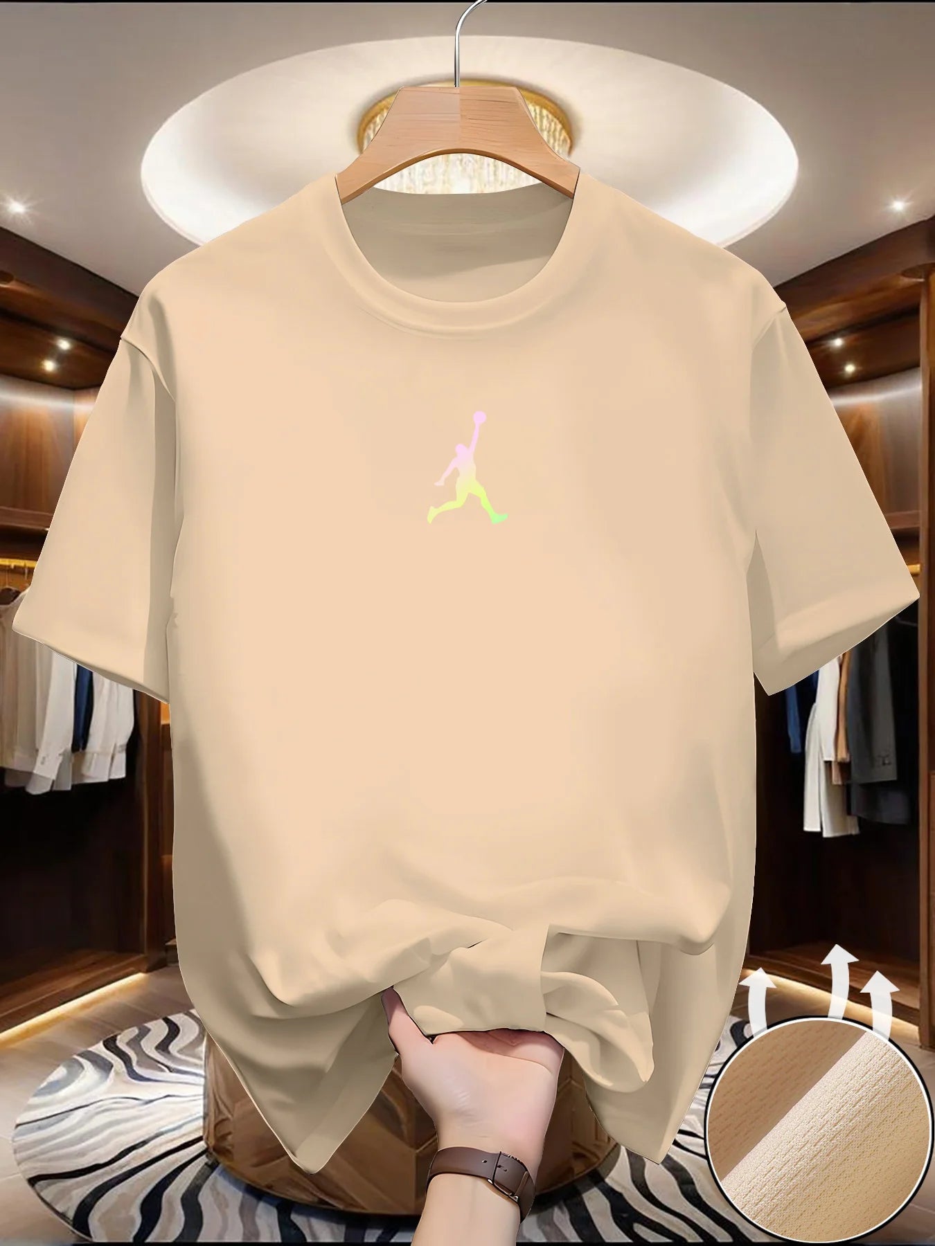 Trendy  short-sleeved T-shirts for men and women, popular summer style, versatile, slim-fitting printed round neck tops