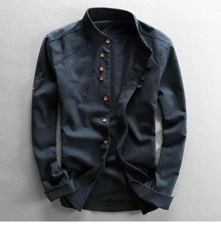 Chemise ample en coton et lin pour homme | Manches longues | M à 7XL