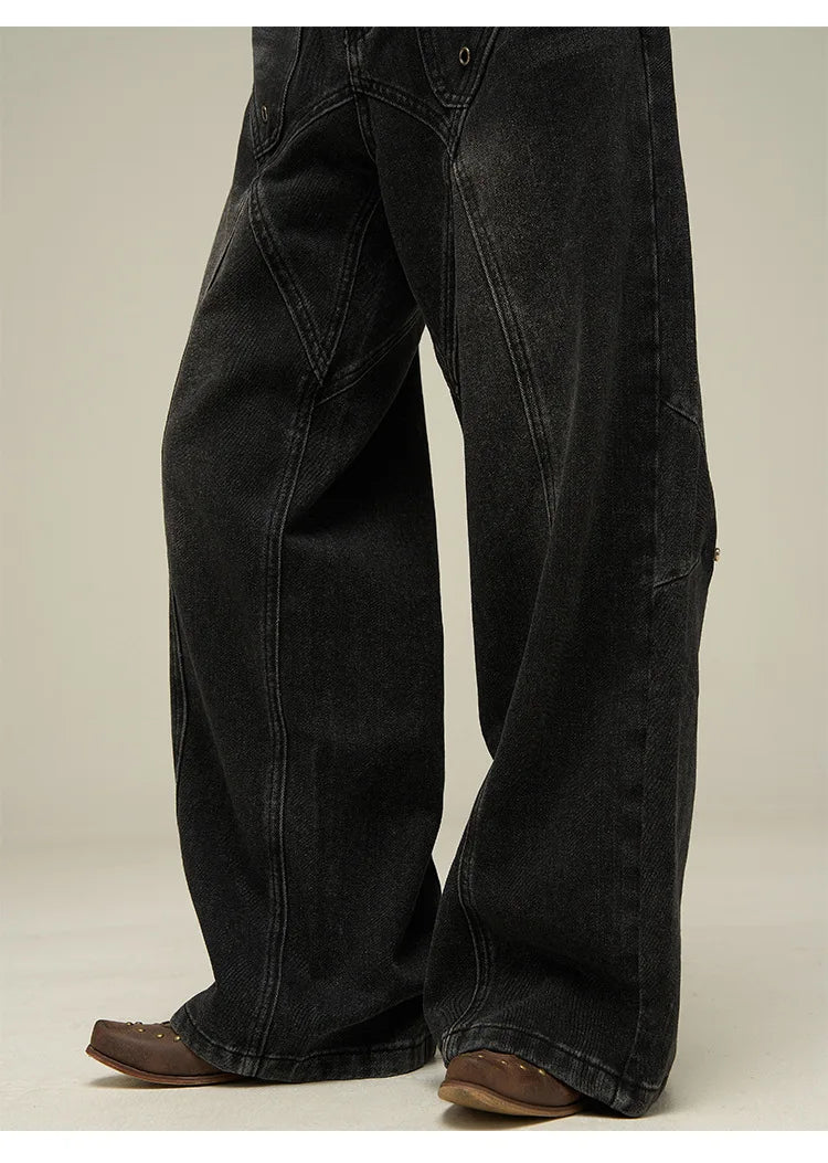 Baggy Jeans Men's American Style Personality Vintage Wide Leg Trousers All-Match Washed Fashion Streetwear Handsome Cool Pants