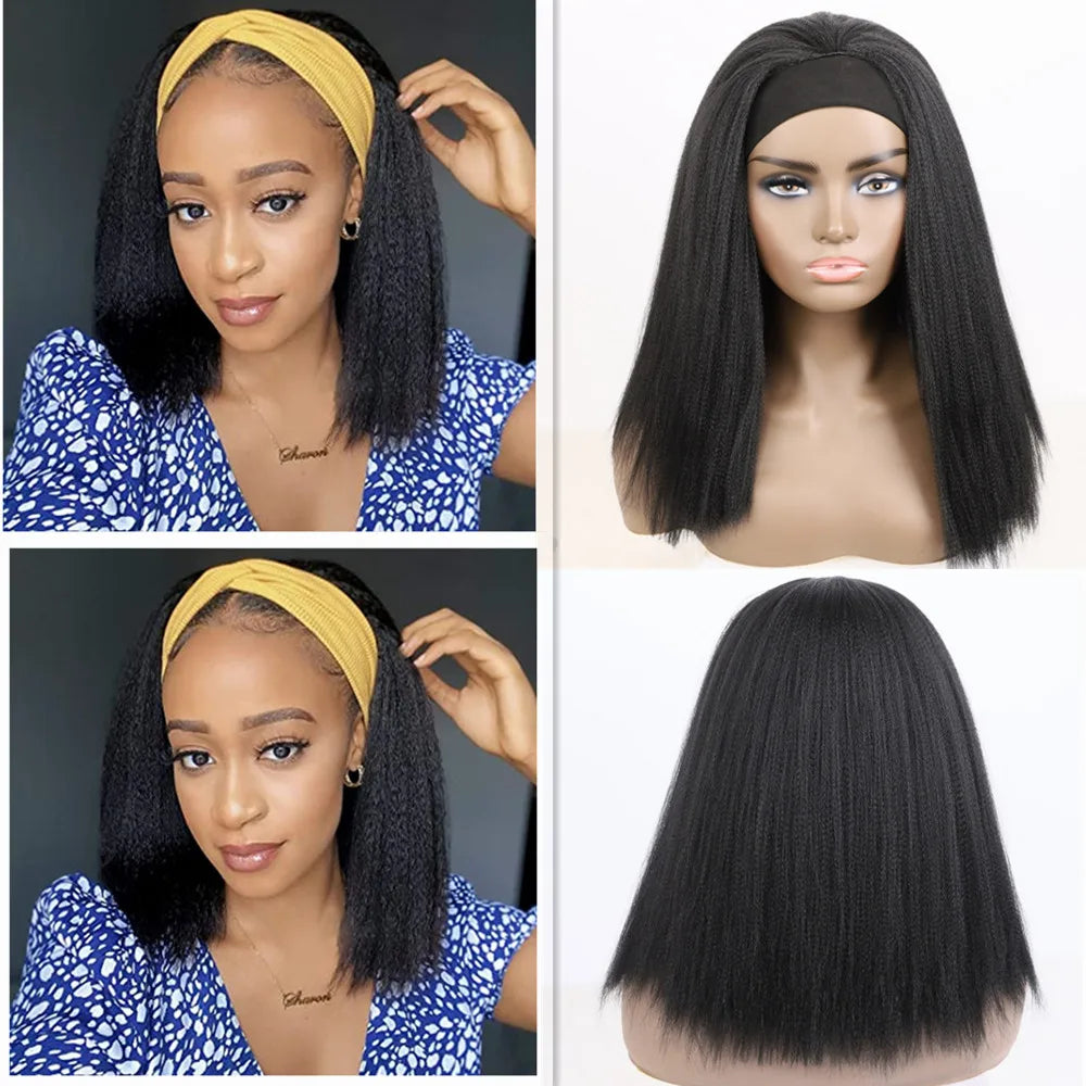 Perruque Headband Tresses Africaines Synthétique | 3 Brins | Queue de Cheval | Couvre-Cheveux | Fibre | Femme