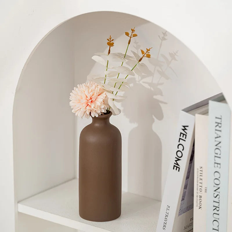 Vase Céramique Blanc Nordique | Fleurs Séchées | Décoration Salon & Bureau | Ornement Maison