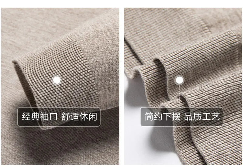 Luxury Men's Cashmere Sweater 100% Merino Wool Buttoned Pullover Autumn Winter Polo Collar Knitwear Male Casual Warm Jumper Tops