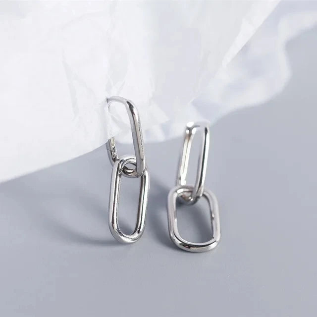 Créoles Ovales Géométriques Argent 925 | Style Métal Simple Détachable | Femme | Bijou Cadeau
