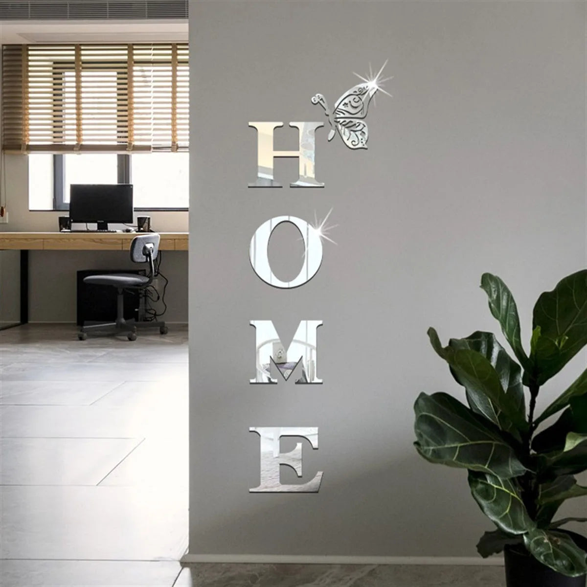 Sticker Miroir 3D Logo HOME | Décoration Entrée & Maison | Autocollant Mural Design