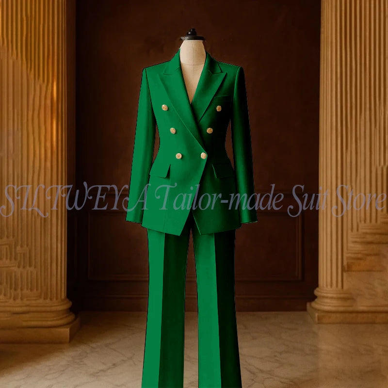Ensemble Tailleur 2 Pièces Femme | Veste Double Boutonnage & Pantalon Droit | Élégant Bureau Toutes Saisons | Sur Mesure