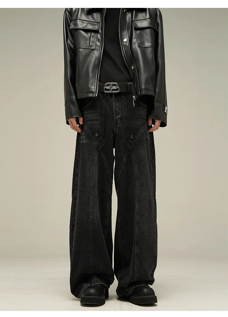 Baggy Jeans Men's American Style Personality Vintage Wide Leg Trousers All-Match Washed Fashion Streetwear Handsome Cool Pants