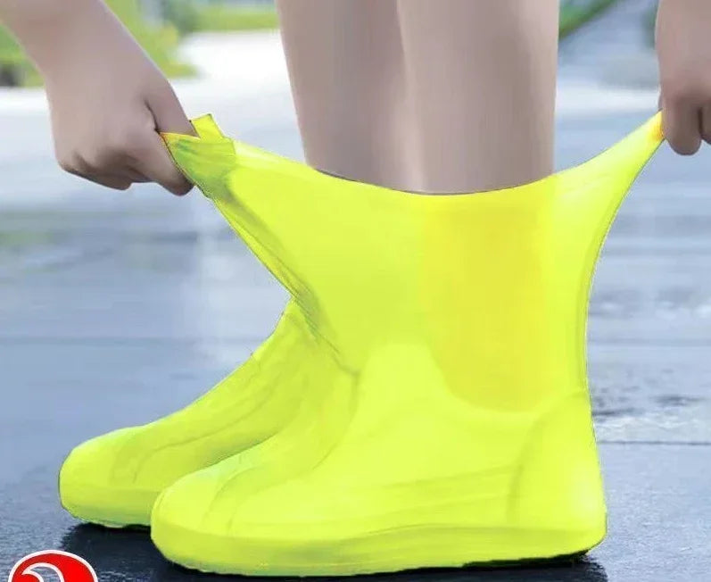 1 Pair Silicone Waterproof Shoe Covers Slip-resistant Rubber Rain Boot Rain Gear Overshoes Accessories for Outdoor Rainy Day