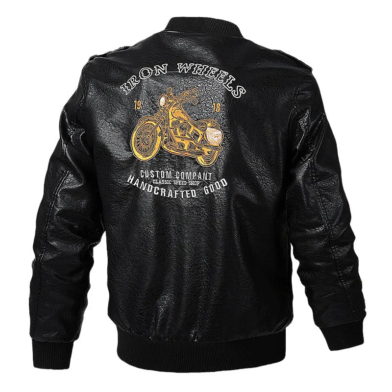 PU Leather Motorcycle Jacket Men Autumn Winter Plush Washed Retro Motorcycle Jacket Motorcycle Accessories Moto Jacket Men