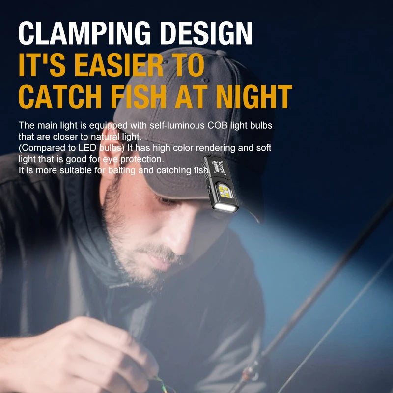 Lampe Torche Porte-Clés LED COB Rechargeable USB | Clip Stylo & Base Magnétique | Mini Lanterne Outdoor
