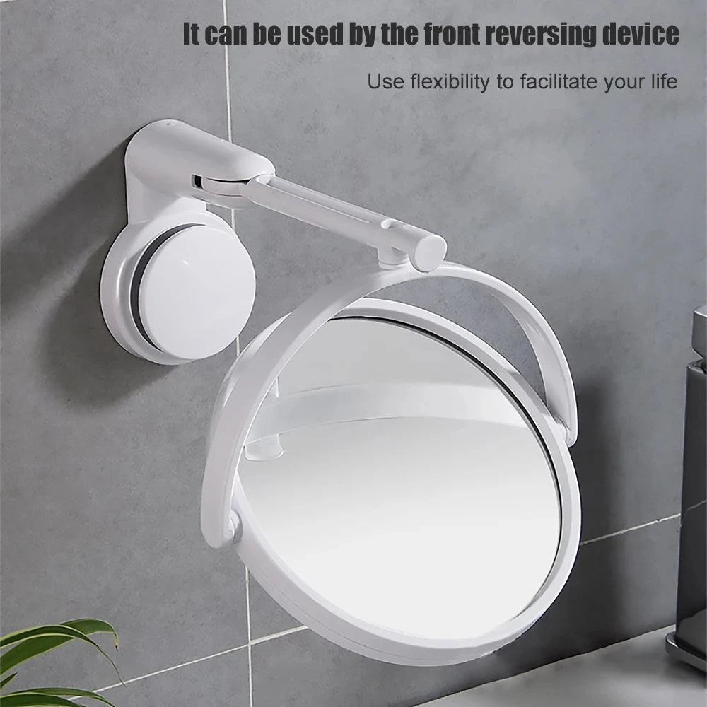 Wall Mirror Folding Arm Extendable Bathroom Mirror, No-Drill Swivel Bathroom Mirror, Suction Arm Double-Sided Cosmetic Makeup Mirror