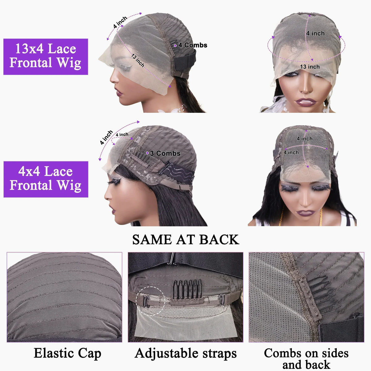 Perruque Lace Front Lisse Bob Courte | 4x4 & 13x4 | Cheveux Humains Brésiliens | Pré-Pluçuée | Femme