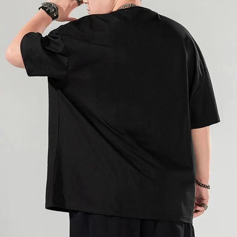 T-shirt à lettres pour homme | Col rond et manches mi-longues