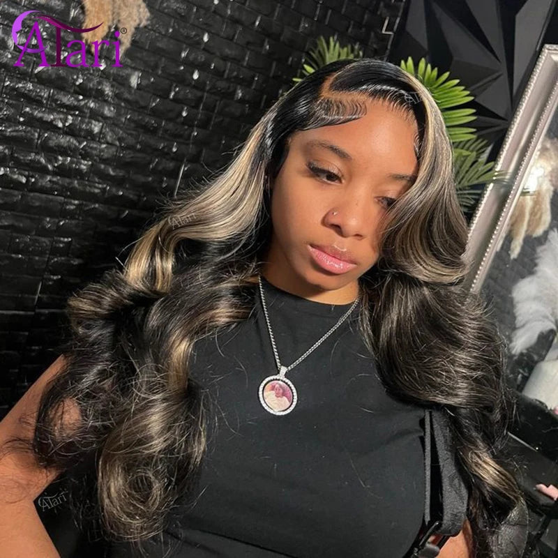 Perruque Body Wave Highlight Blonde 27 | Noir | 13x4 & 13x6 Lace Transparent | Pré-Pluçuée | Cheveux Humains | Femme