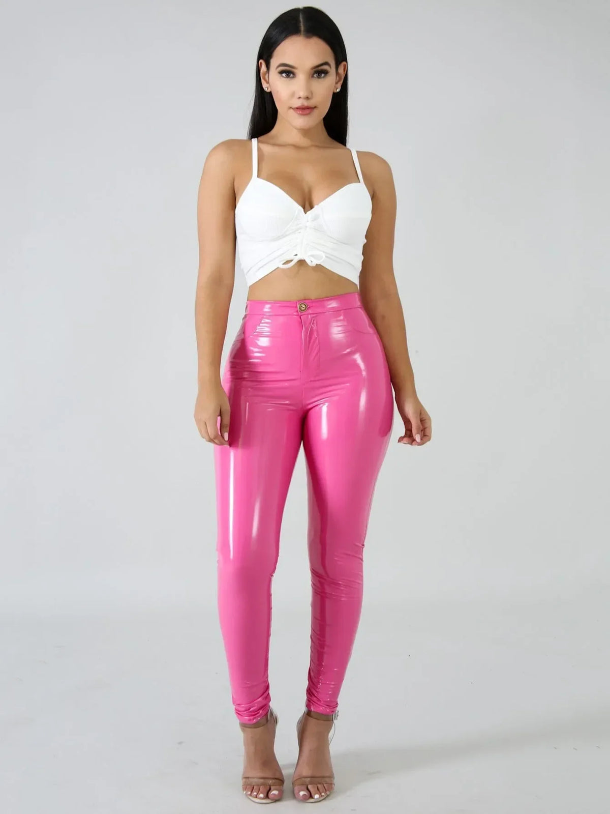Women's Latex Faux PU Leather Pants Trousers Push Up High Waist Skinny Pencil Pants Fall Winter Solid Color Sexy Pants for Women