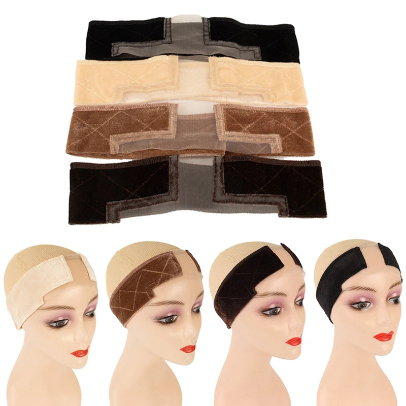 Headband Velours Nude Antidérapant | Ajustable | Invisible | Maintien Perruque Lace Front | Femme