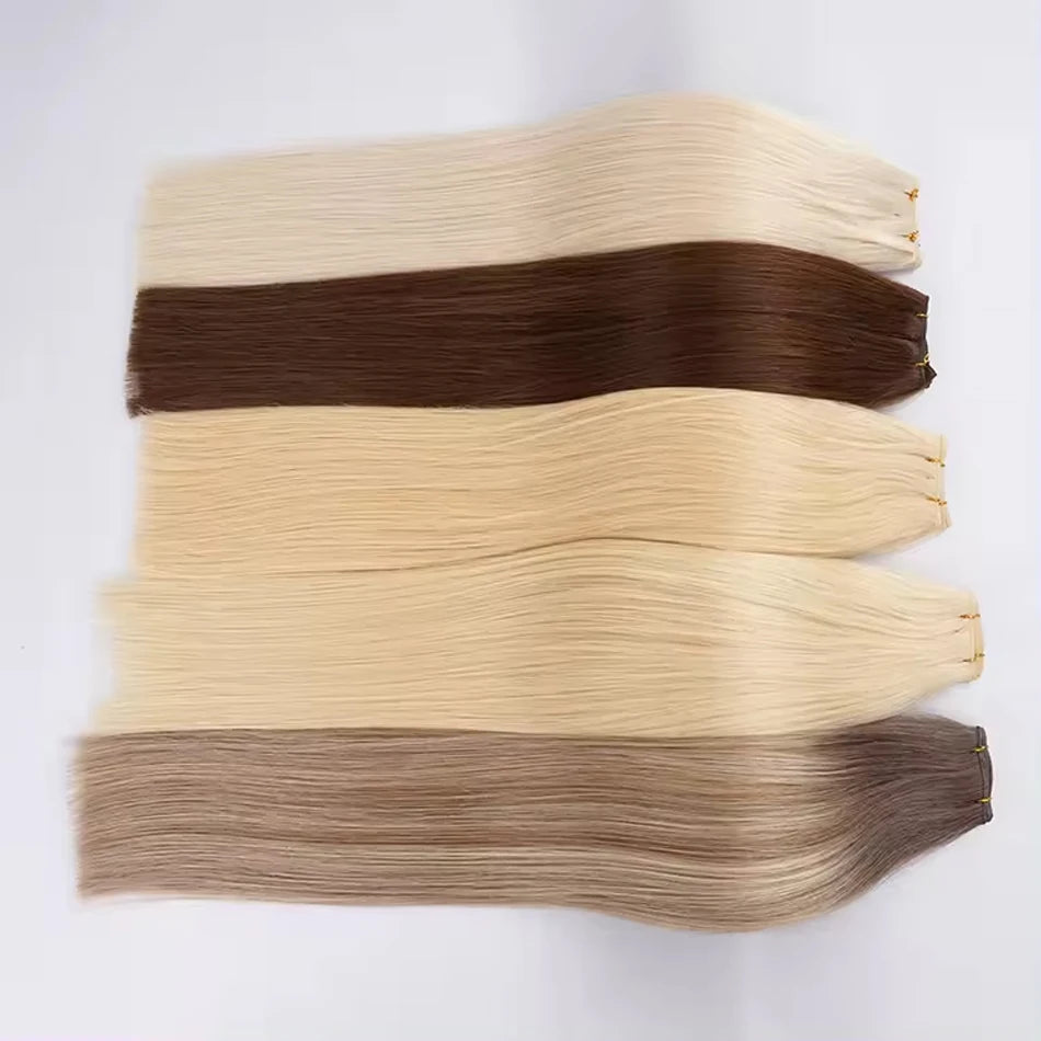 Tissage Weft Remy Européen | Lisse & Bouclable | Blonde Naturelle | 18-30 Pouces | Extensions Salon
