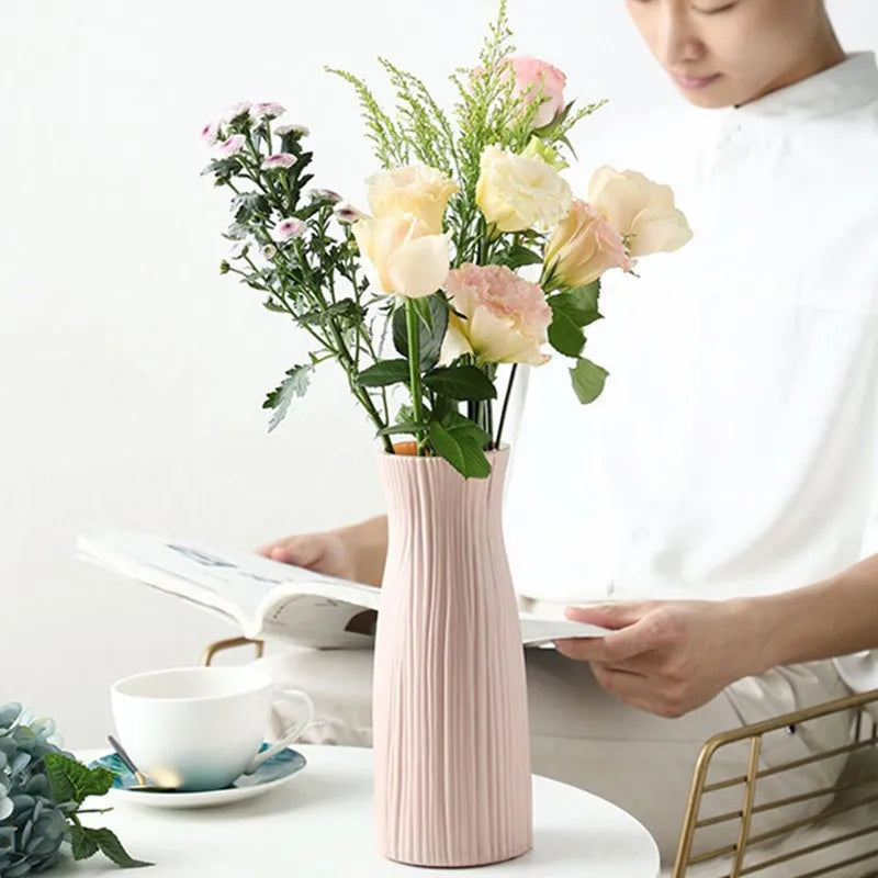 Vase Plastique Imitation Céramique Blanc | Style Nordique | Mariage & Décor Chambre & Bureau