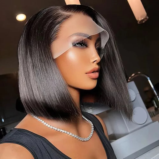 4x4 13x4 Lace Front Human Hair Bone Straight Wigs Cheap Short Bob Wig Brazilian Pre-plucked Lace Frontal Wigs 100% Human Hair
