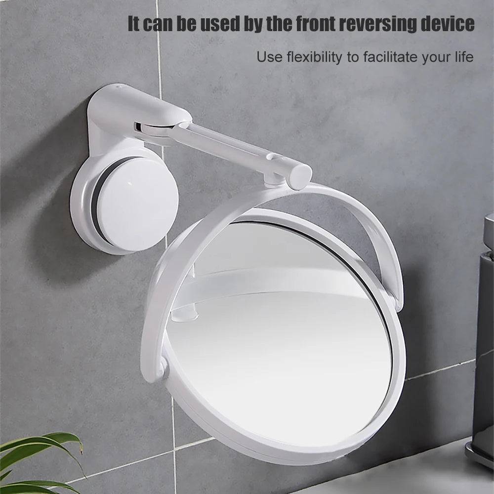 Wall Mirror Folding Arm Extendable Bathroom Mirror, No-Drill Swivel Bathroom Mirror, Suction Arm Double-Sided Cosmetic Makeup Mirror