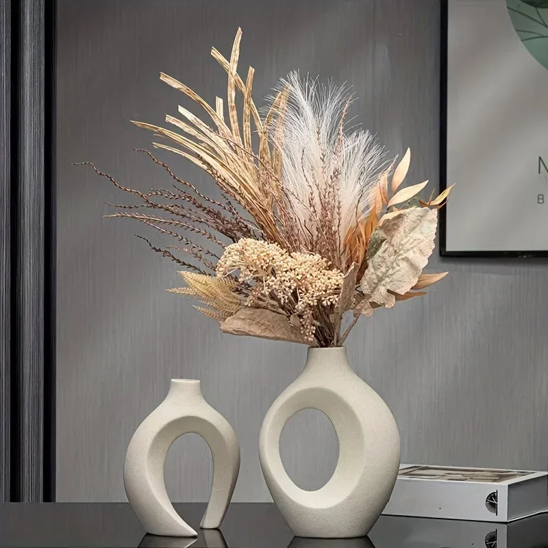 Set 2 Vases Nordiques Creux Plastique | Imitation Fleurs | Décor Salon Moderne | Haute Qualité
