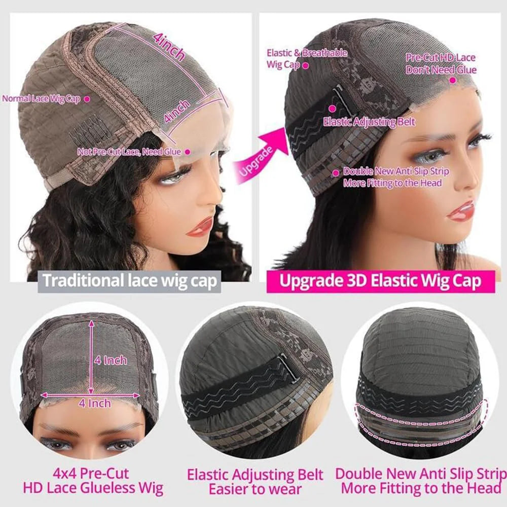Perruque Bob Lisse Glueless | Wear & Go | Lace Front Pré-Coupée | Sans Colle | Cheveux Humains | Femme
