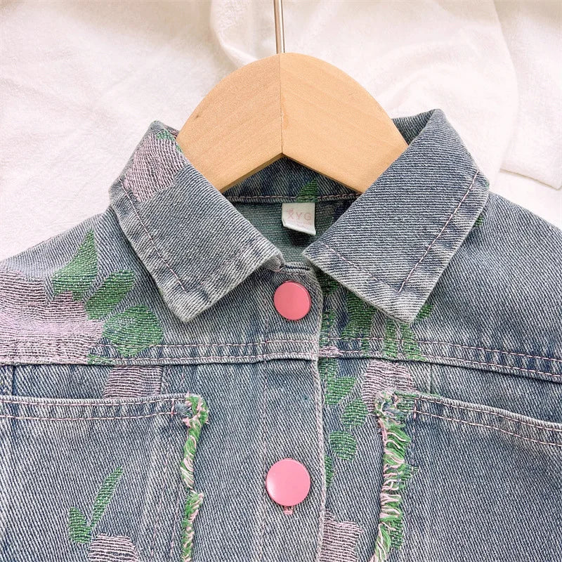 Ensemble Fille 2025 Printemps-Automne | Veste Jean & Jean Droit | Tenue Mode Enfant