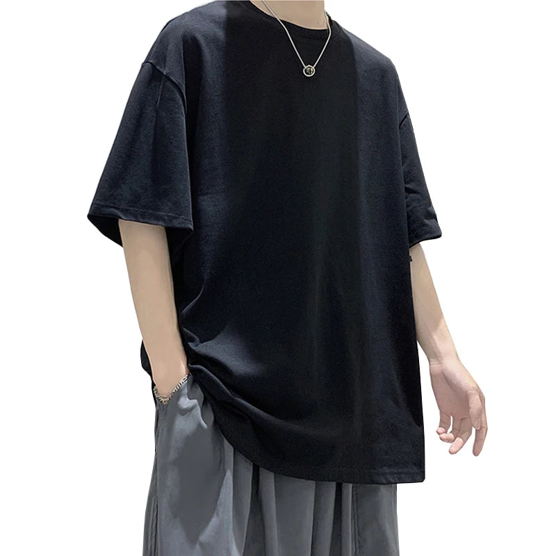 T-shirt ample uni en coton pour homme | Manches courtes | S à 5XL