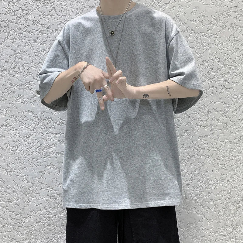 T-shirt ample uni en coton pour homme | Manches courtes | S à 5XL